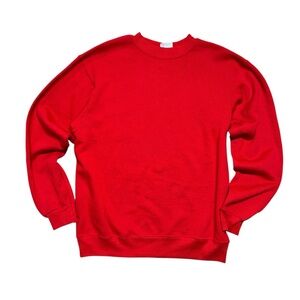 Vintage Hanes Sweatshirt Adult Large Fleece Pullover Crewneck Red blank USA 80s